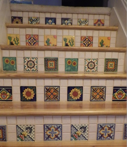 decorative tiles on steps