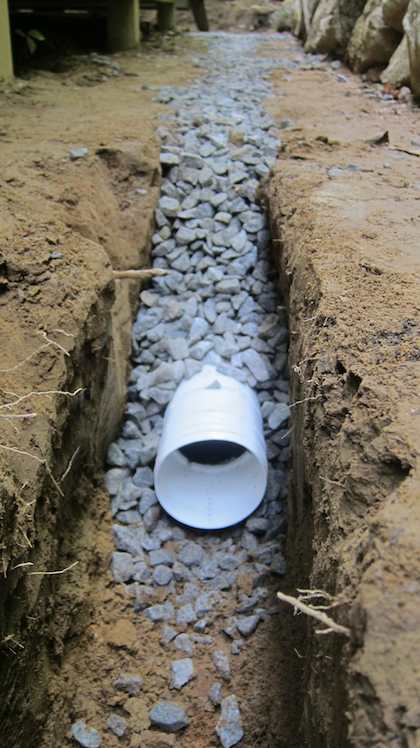 French Linear Drain Pipe in ground