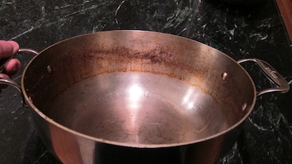dirty copper pot