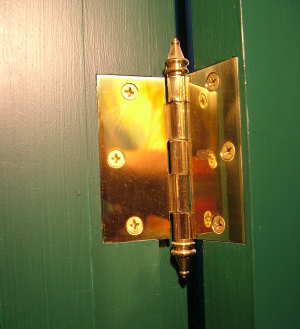 This door hinge is solid brass and is a traditional square-butt hinge. They are readily available, affordable and add a touch of class to any home. PHOTO CREDIT: Tim Carter