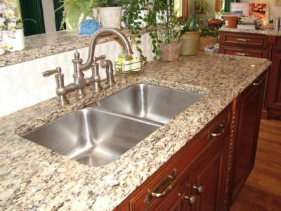 A granite top like this must be installed on kitchen cabinets that are level and sturdy.  PHOTO CREDIT: Tim Carter