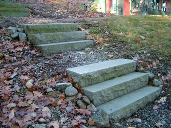 These custom stairs are made from individual pieces of granite. You can make stairs out of many materials. PHOTO CREDIT:  Tim Carter