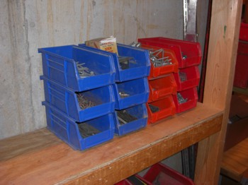 These workshop storage bins are perfect for screws, nails, small parts, etc. PHOTO CREDIT: Tim Carter