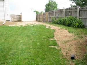 Linear French Drain trench running from the house