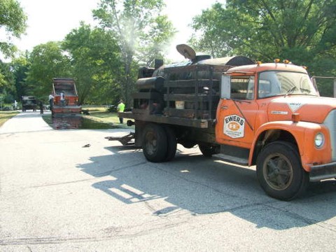This is the special truck filled with the hot tar. PHOTO CREDIT: Tim Carter