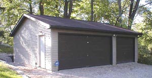 stand alone garage with 2 doors