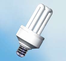 Compact fluorescent bulbs are four times more energy efficient than incandescent bulbs and provide the same light level. PHOTO CREDIT: U.S. Dept. of Energy