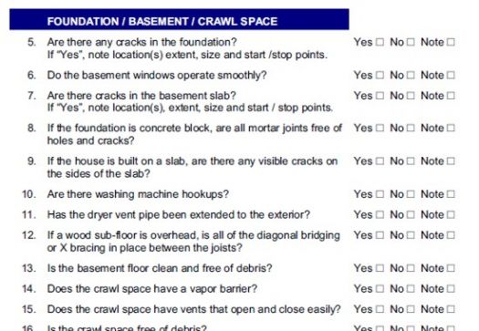 sample questions in the walk through checklist